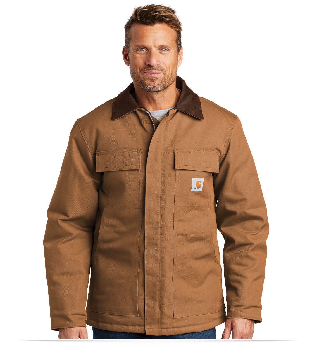 BCTC003-Brown-Front Carhartt Duck Traditional Coat