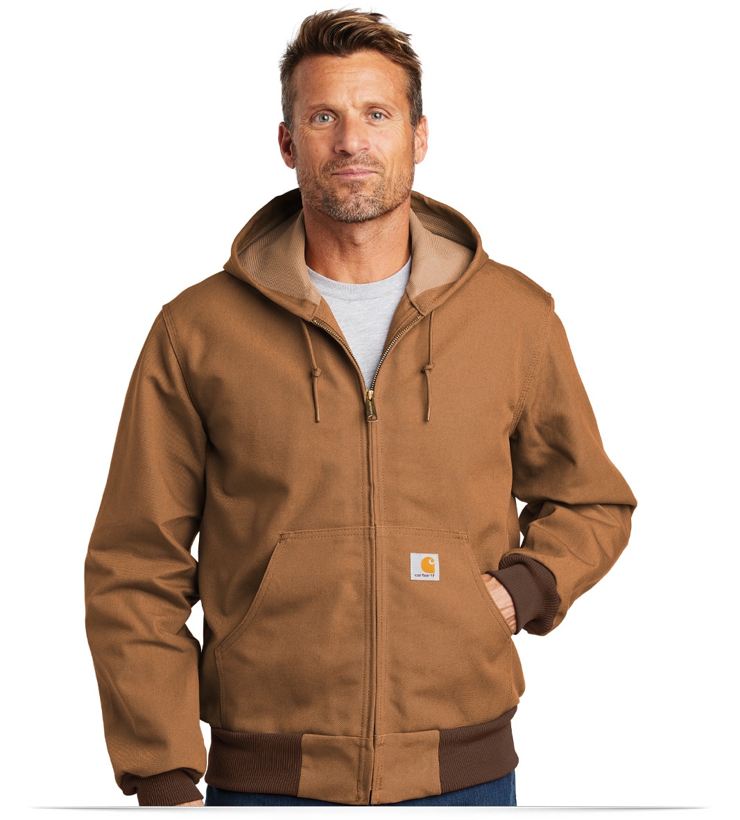 BCTJ131-Brown-Front Carhartt Thermal-Lined Duck Active Jac