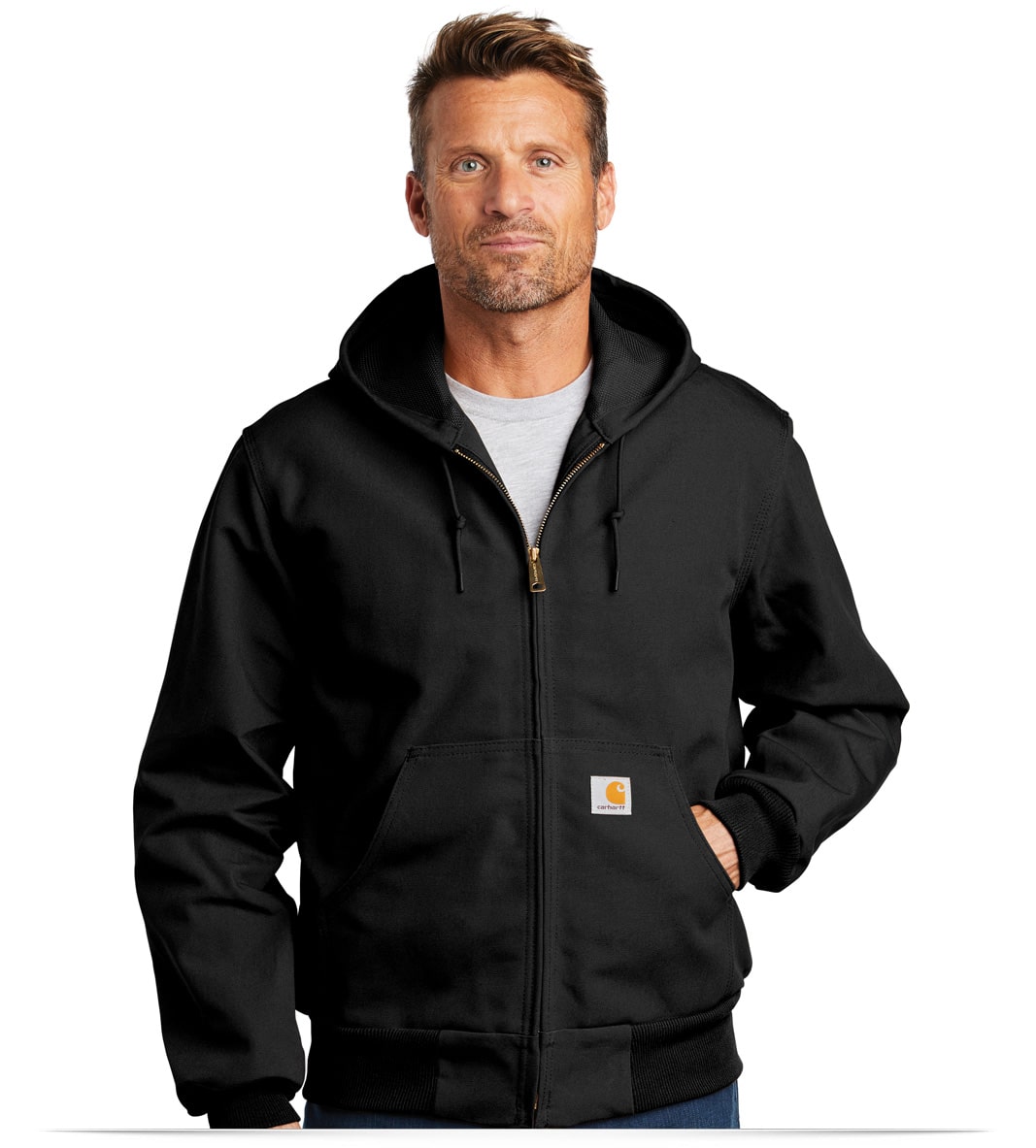 BCTTJ131-Black-Front Carhartt Tall Thermal-Lined Duck Active Jac