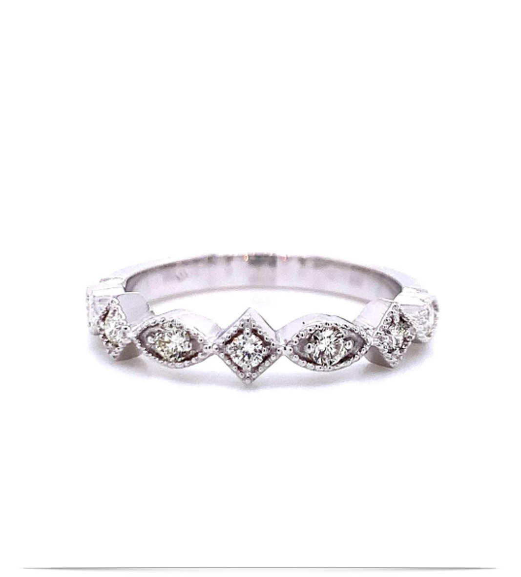 R12805-b Round Diamond Stackable Rings White