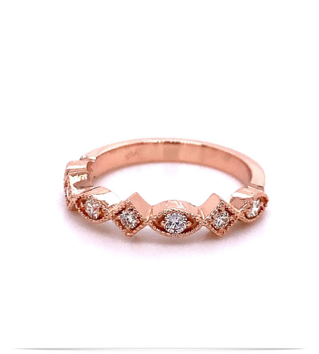 R12805-d Round Diamond Stackable Rings Rose