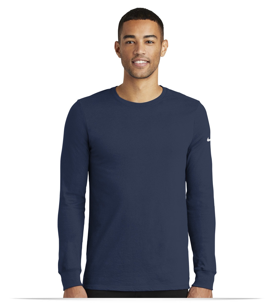 NKBQ5230_collegenavy_front Nike Dri-FIT Cotton/Poly Long Sleeve Tee