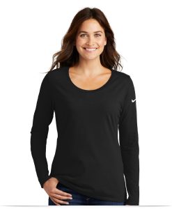 Nike Ladies Core Cotton Long Sleeve Scoop Neck Tee