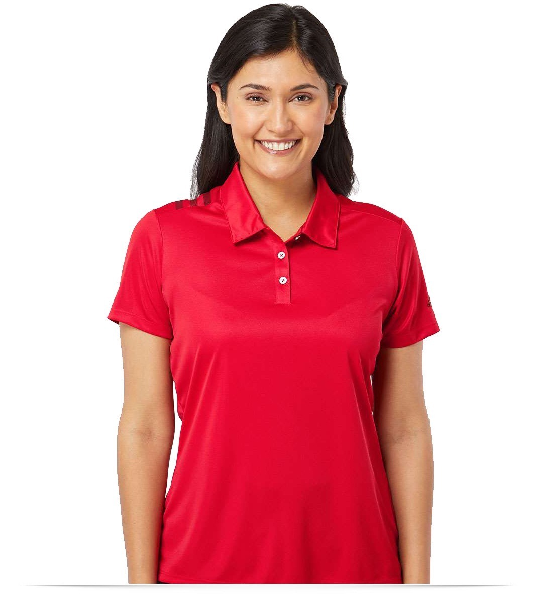 A325-Red-Front Women’s 3-Stripes Shoulder Polo