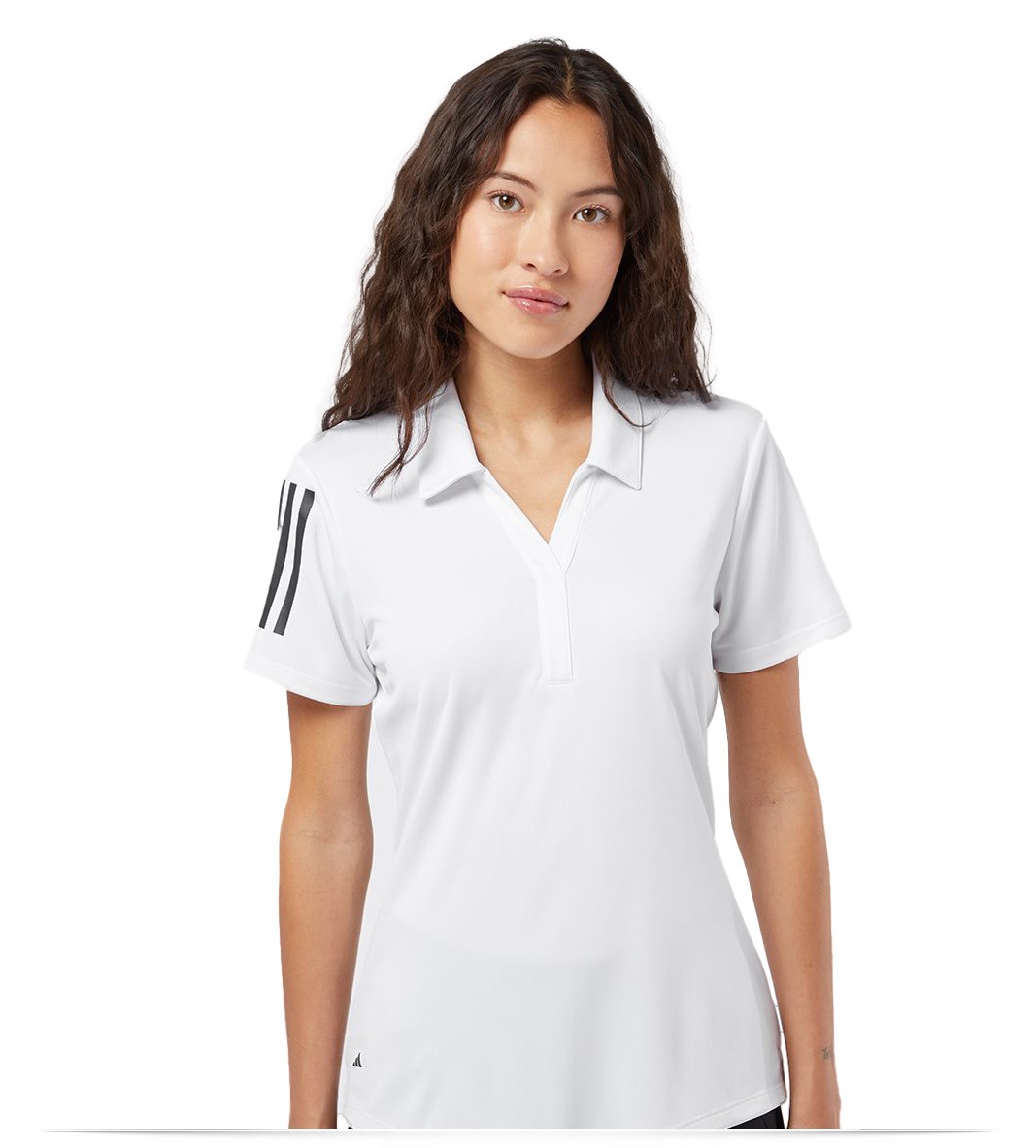 A481-White-Front Women’s Floating 3-Stripes Polo