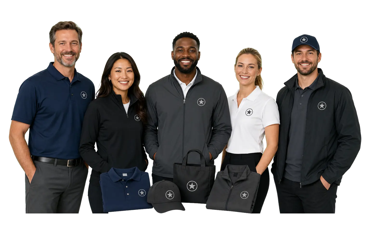 Business Team Wearing Branded Apparel