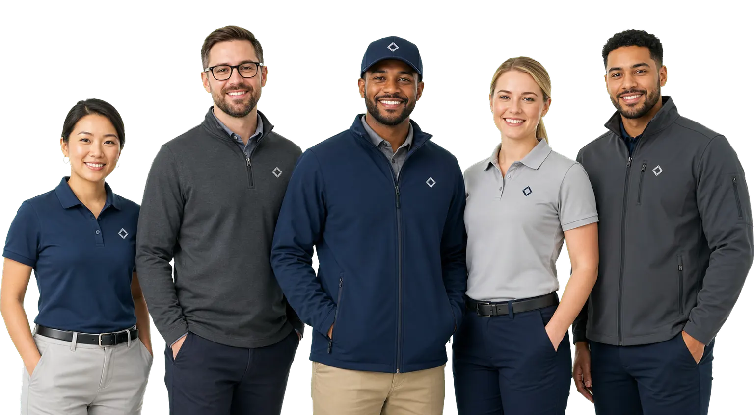 Business Team Wearing Employee Uniforms