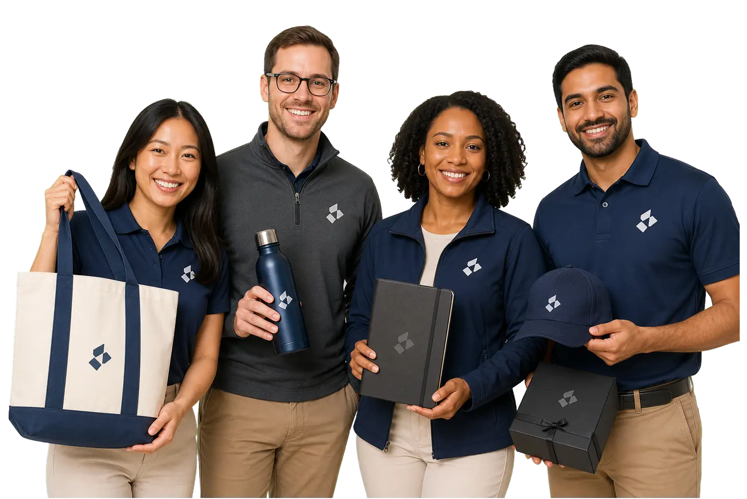 Business Team with Branded Merchandise
