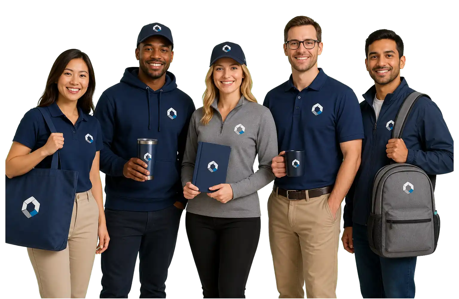 Business Team with Company Swag