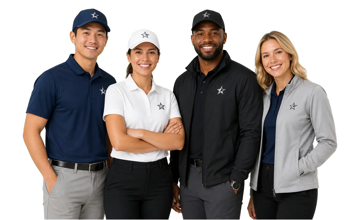 Corporate Team Wearing Branded Apparel
