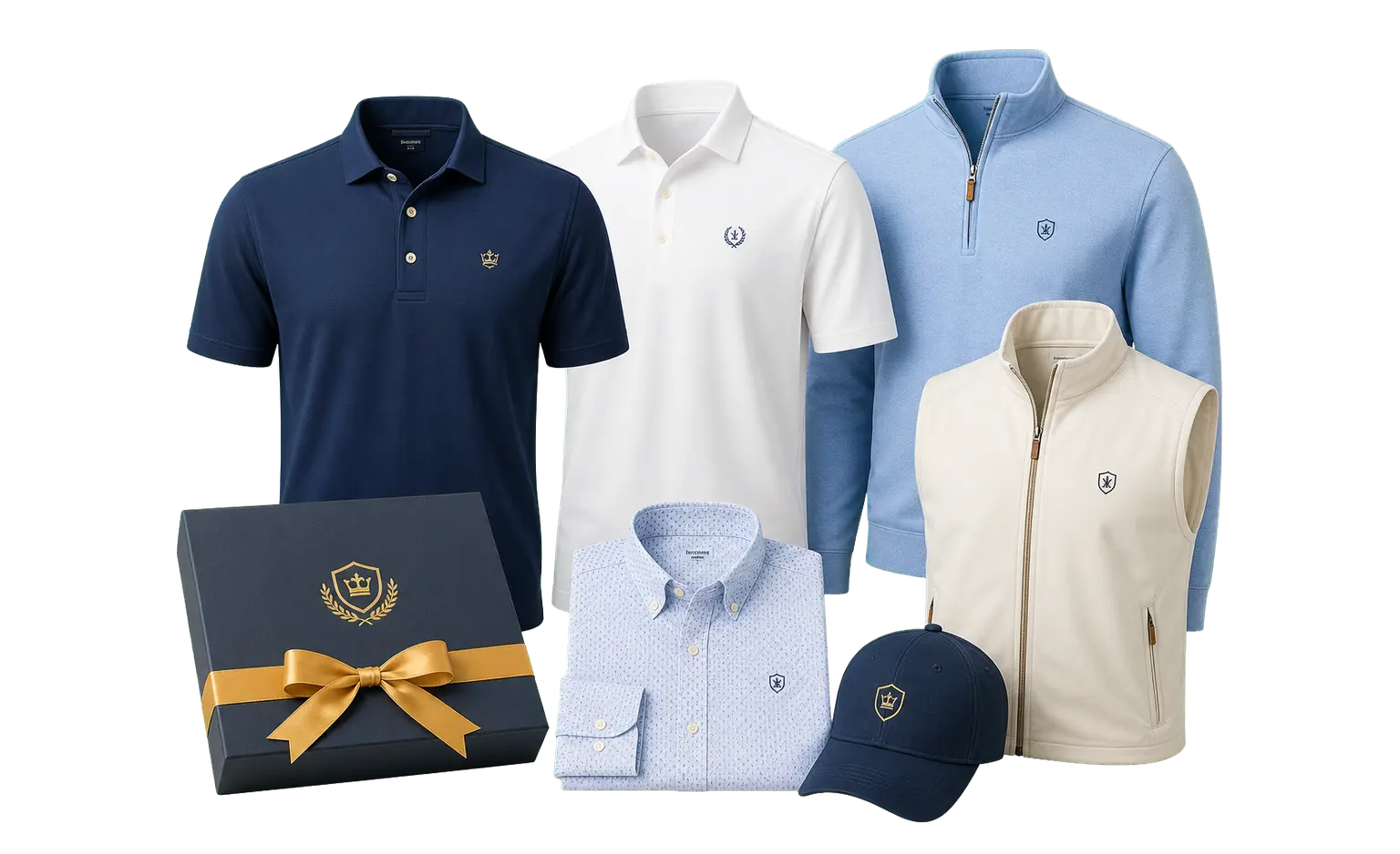 Peter Millar apparel with company logo for employees and corporate gifts