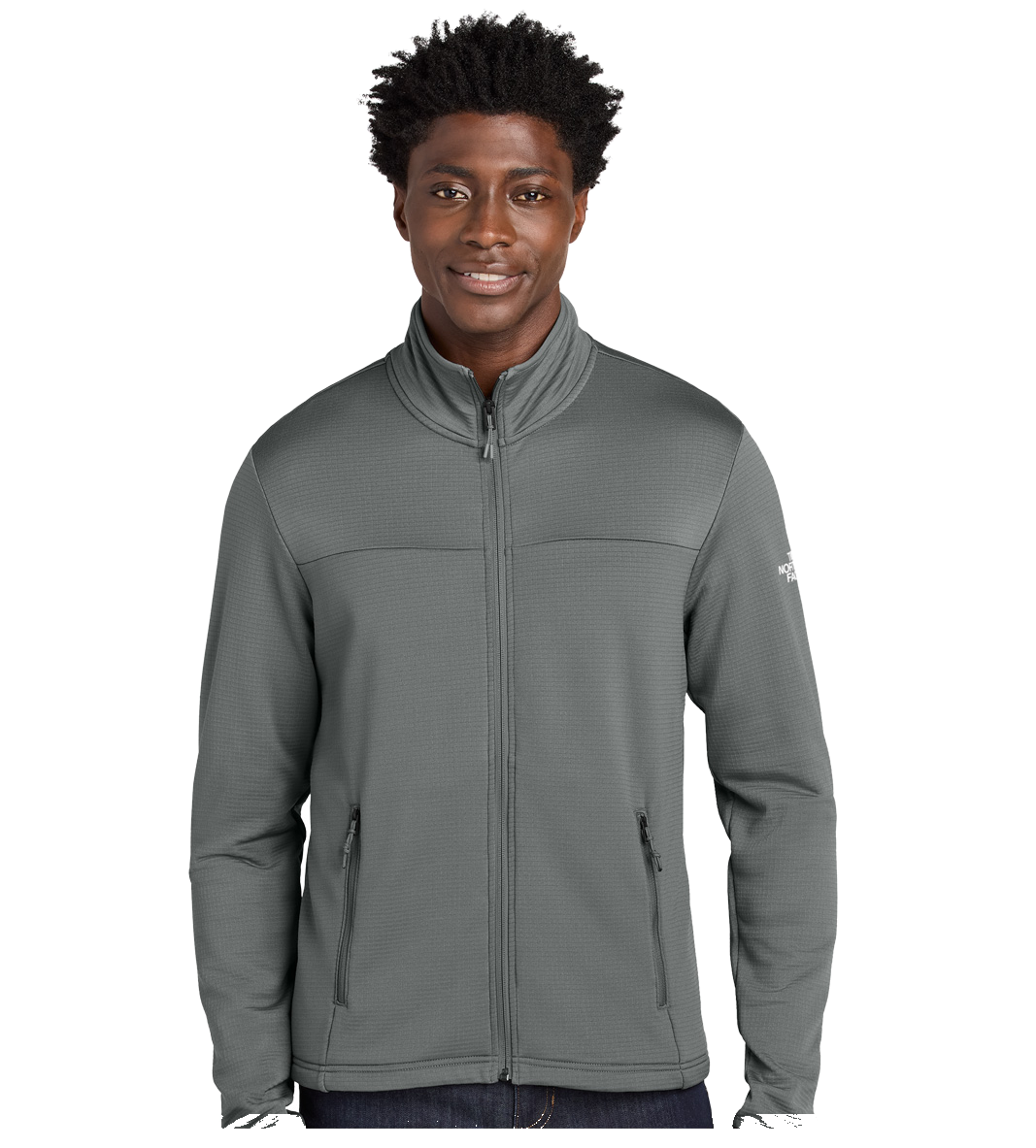Custom The North Face gray full-zip fleece jacket