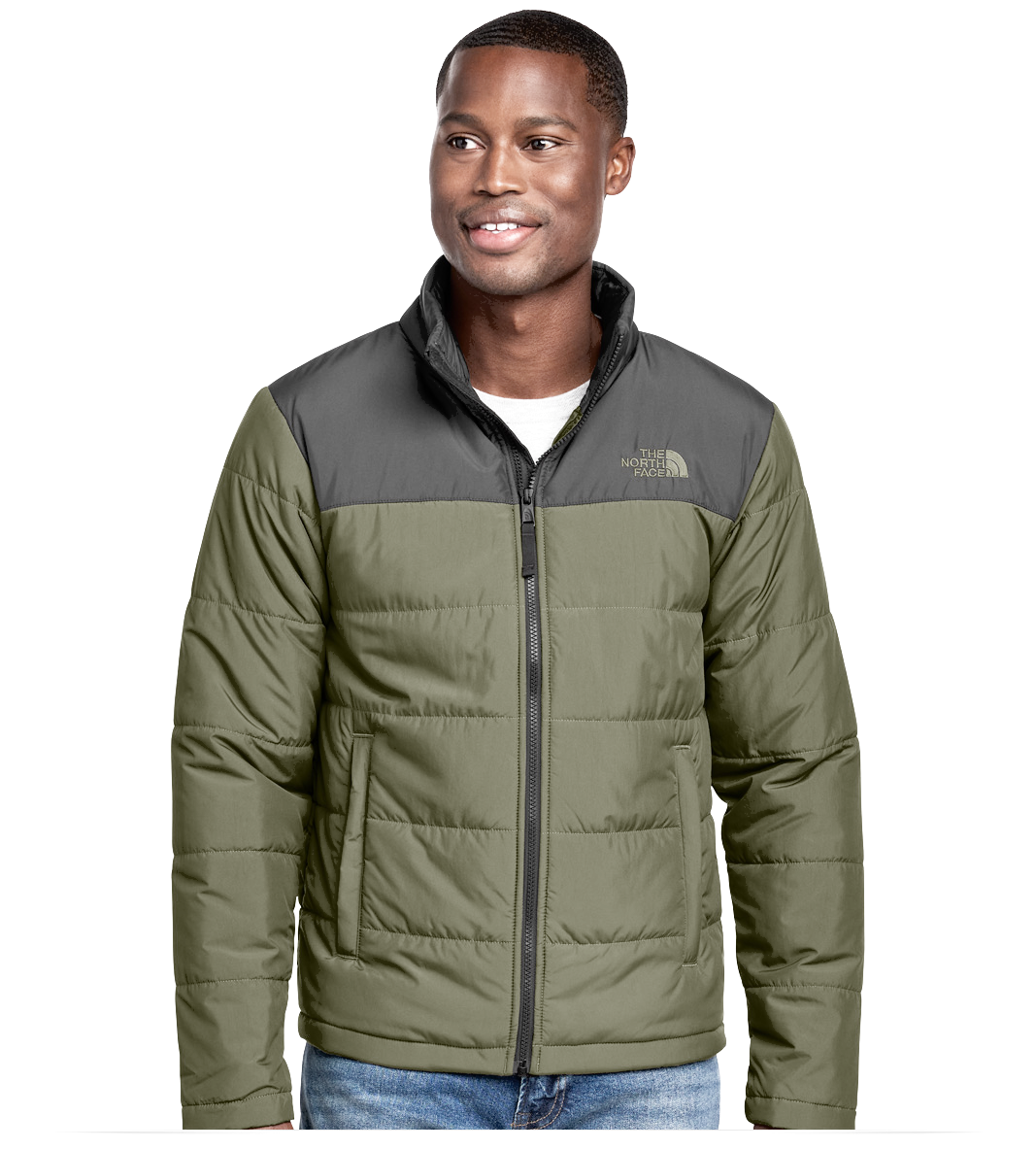Custom The North Face olive green insulated jacket