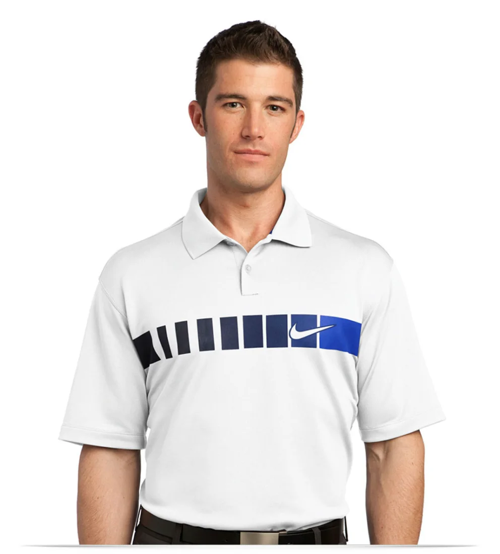 Custom Logo Nike Golf Dri-FIT Chest Stripe Print Polo