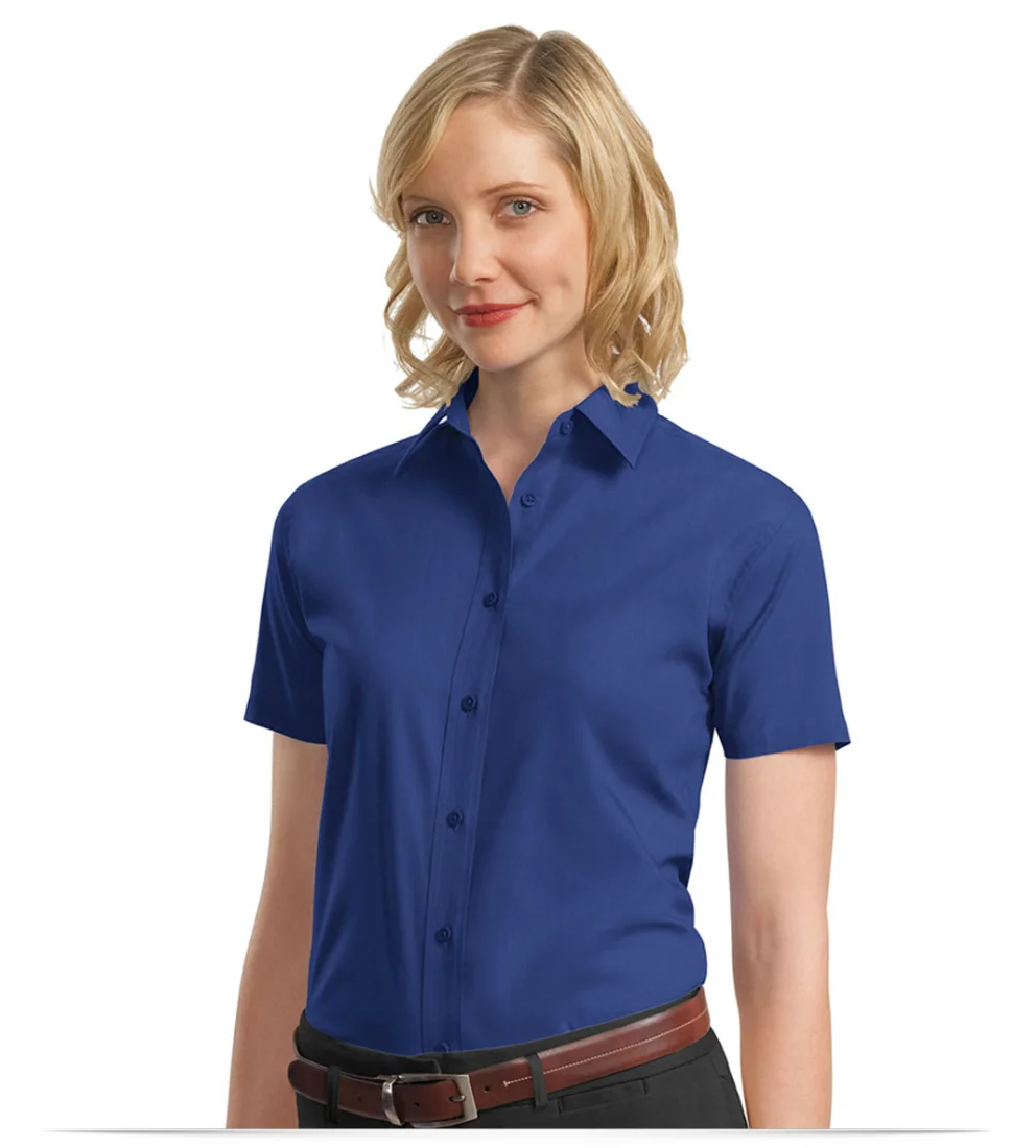 Customize Ladies Short Sleeve Value Poplin Shirt
