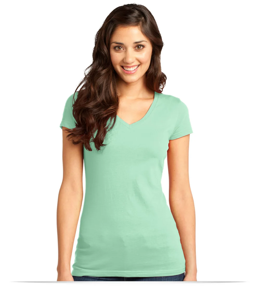 Embroidered District Juniors Tee V-Neck