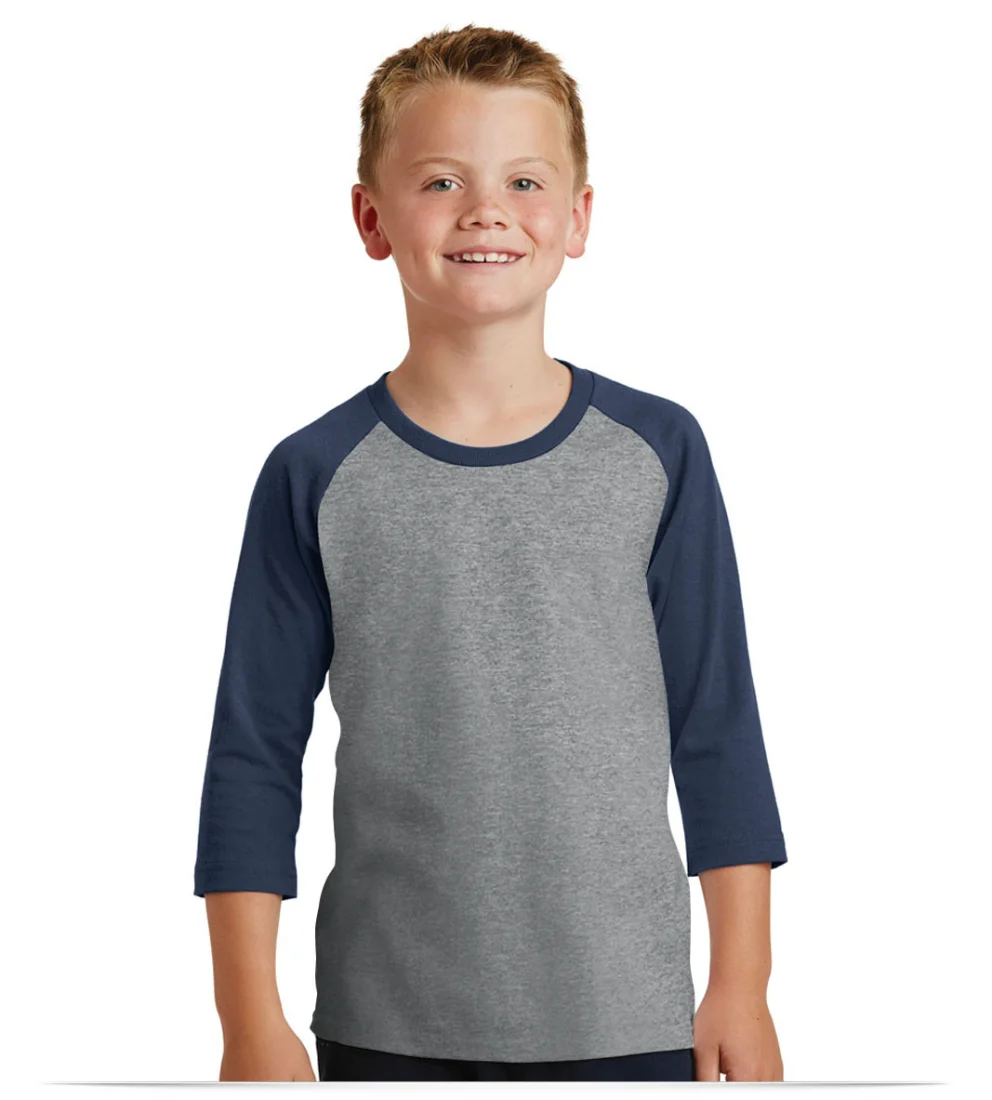 Customize Port and Company Youth 3/4-Sleeve Raglan Tee