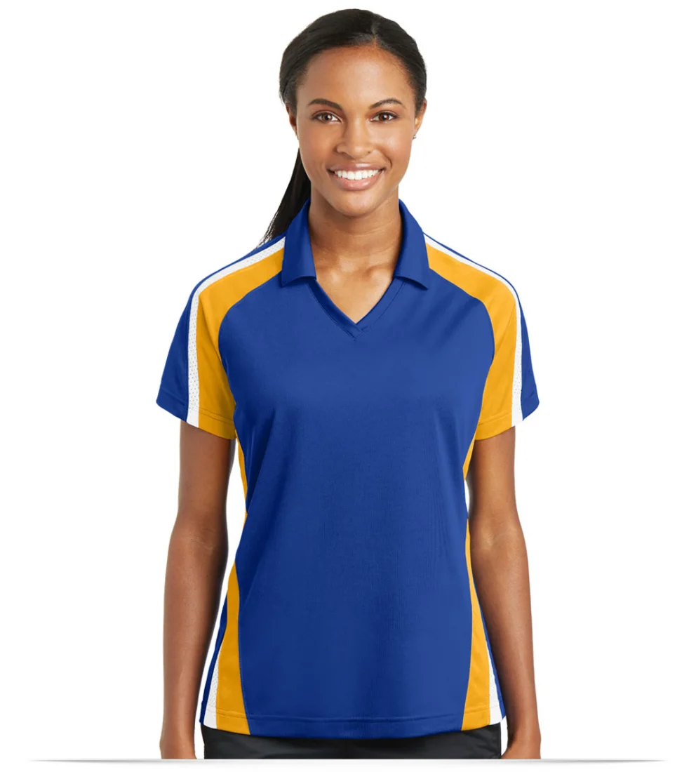 Custom Logo Sport Tek Ladies Tricolor Microp Sport Wick Polo