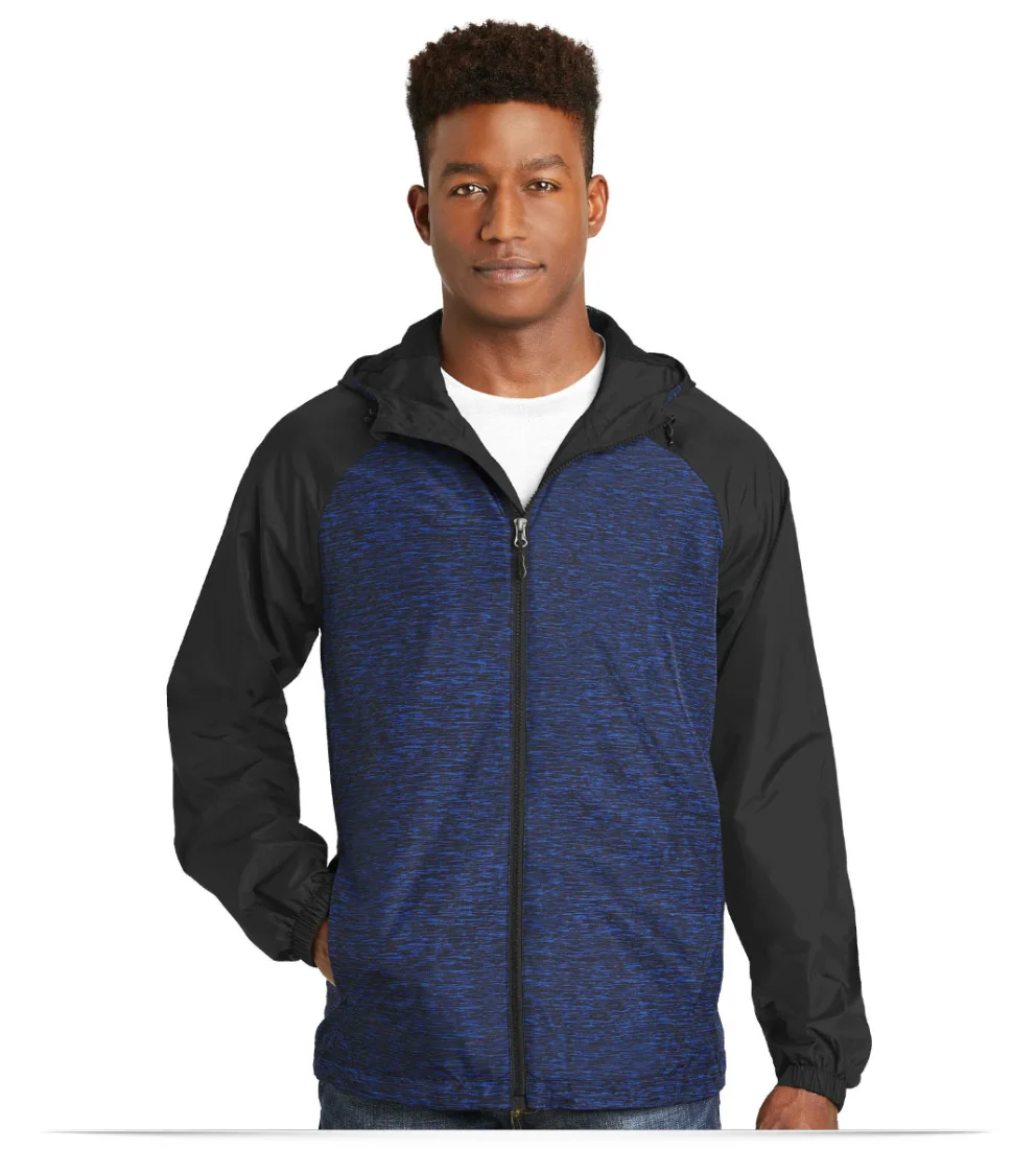 Sport-Tek Colorblock Raglan Hooded Wind Jacket