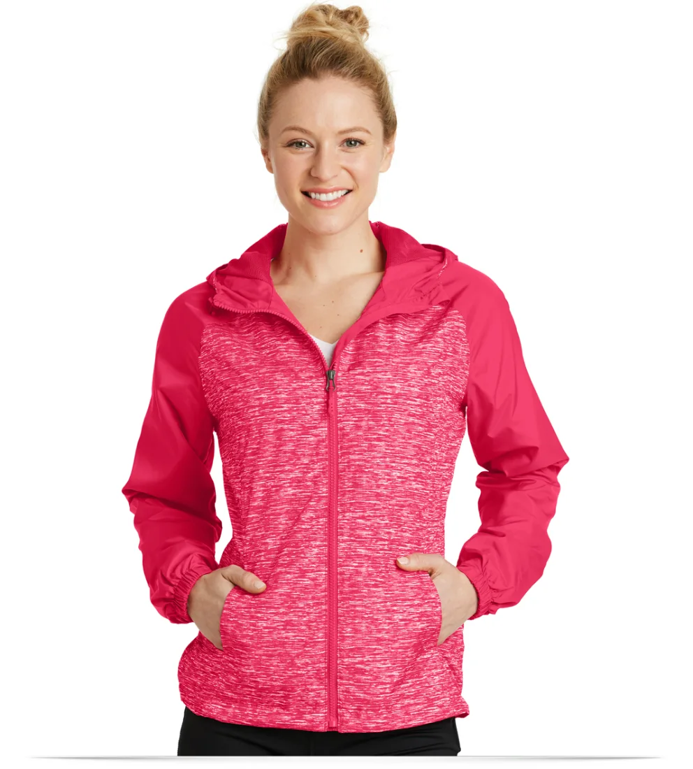 Sport-Tek Ladies Raglan Hooded Wind Jacket