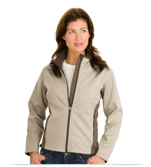 Embroidered Ladies Two-Tone Soft Shell Jacket