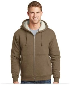 Embroidered Corner Stone Sherpa-Lined Hooded Fleece