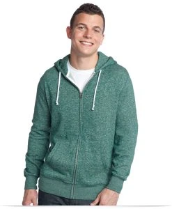 Customize Distric Young Mens Marled Full-Zip Hoodie