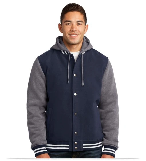 Sport-Tek Insulated Letterman Jacket - Quilted Lining, Detachable Hood (Sizes XS-4XL)