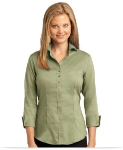 Ladies 3/4-Sleeve Nailhead Non-Iron Shirt