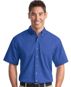 Custom Logo on Port Authority Short Sleeve Twill Shirt